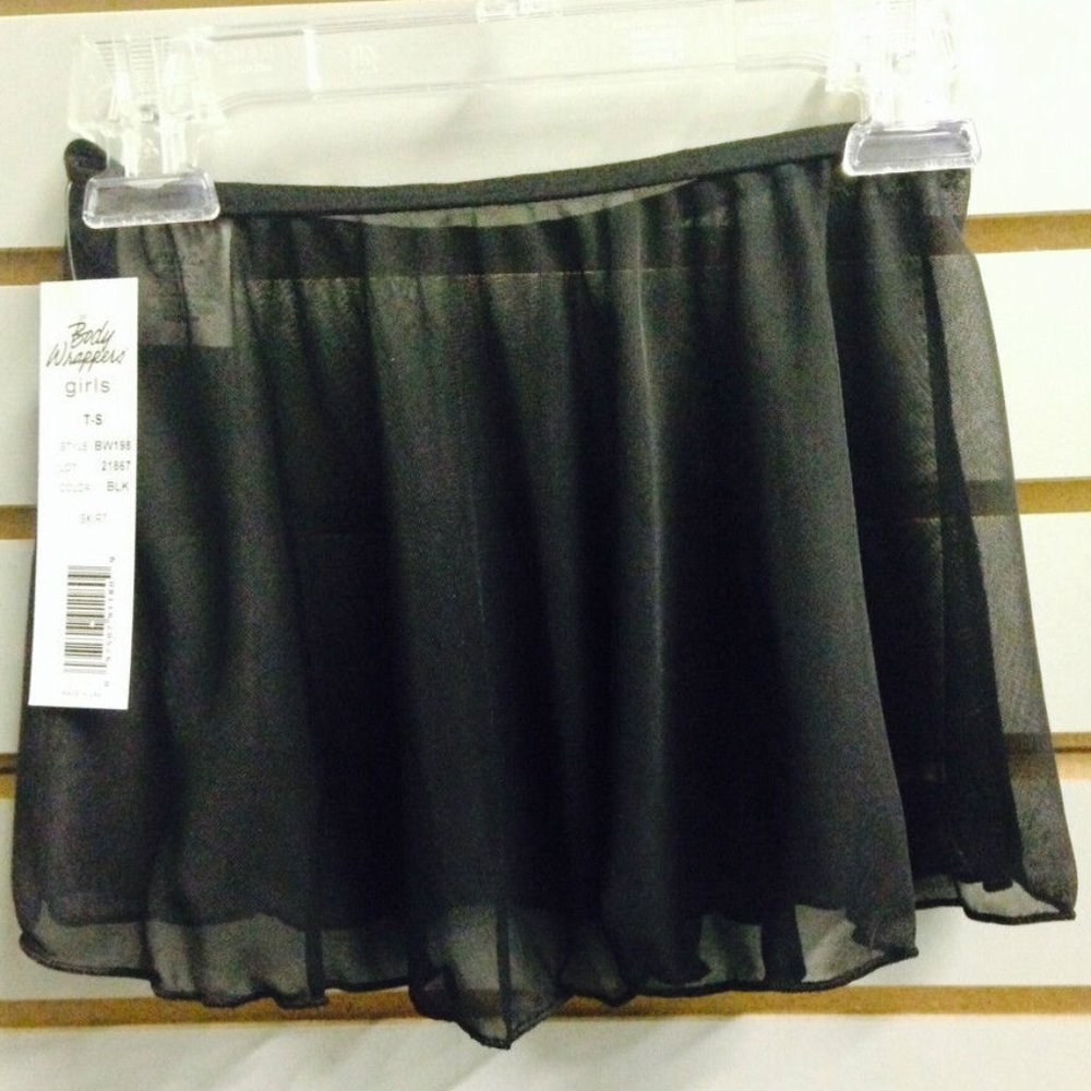2 Pack Body Wrappers BW298 Women's XS/S Black Chiffon Pull-On Skirt